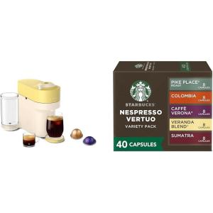 imageNespresso Vertuo Pop Summer Limited Edition Coffee and Espresso Maker by DeLonghi Pastel Yellow  Starbucks Capsules Vertuo Line