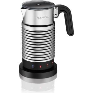 imageNespresso Aeroccino4 DishwasherSafe Electric Milk Frother with Four Styles of Preparation Silver and Black Renewed