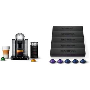 imageBreville Nespresso Vertuo Coffee and Espresso Machine Chrome amp Capsules VertuoLine Espresso Variety Pack Medium and Dark Roast Espresso Coffee 50 Count Coffee Pods Brews 135 Ounce