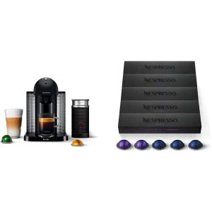 imageBreville Nespresso Vertuo Coffee and Espresso Machine Matte Black amp Capsules VertuoLine Espresso Variety Pack Medium and Dark Roast Espresso Coffee 50 Count Coffee Pods Brews 135 Ounce