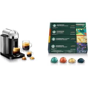 imageNespresso Vertuo Coffee and Espresso Maker by Breville Chrome  Starbucks Capsules
