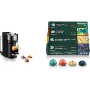 imageNespresso Vertuo Next Deluxe Coffee and Espresso Maker by Breville Dark Chrome  Starbucks Capsules
