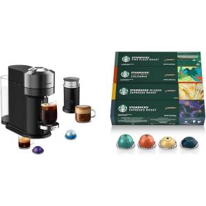 imageNespresso Vertuo Next Deluxe Coffee and Espresso Maker by Breville with Aeroccino Milk Frother Dark Chrome  Starbucks Capsules