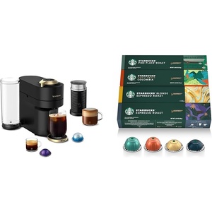 image:imageNespresso LimitedEdition Vertuo Pop Deluxe Coffee and Espresso Maker by Breville with Milk Frother Matte Black Gold  Starbucks Capsules