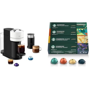 image:imageNespresso Vertuo Next Coffee and Espresso Maker by DeLonghi with Aeroccino Milk Frother White  Starbucks Capsules