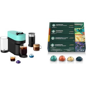 image:imageNespresso Vertuo Pop Coffee and Espresso Maker by Breville with Milk Frother Aqua Mint  Starbucks Capsules